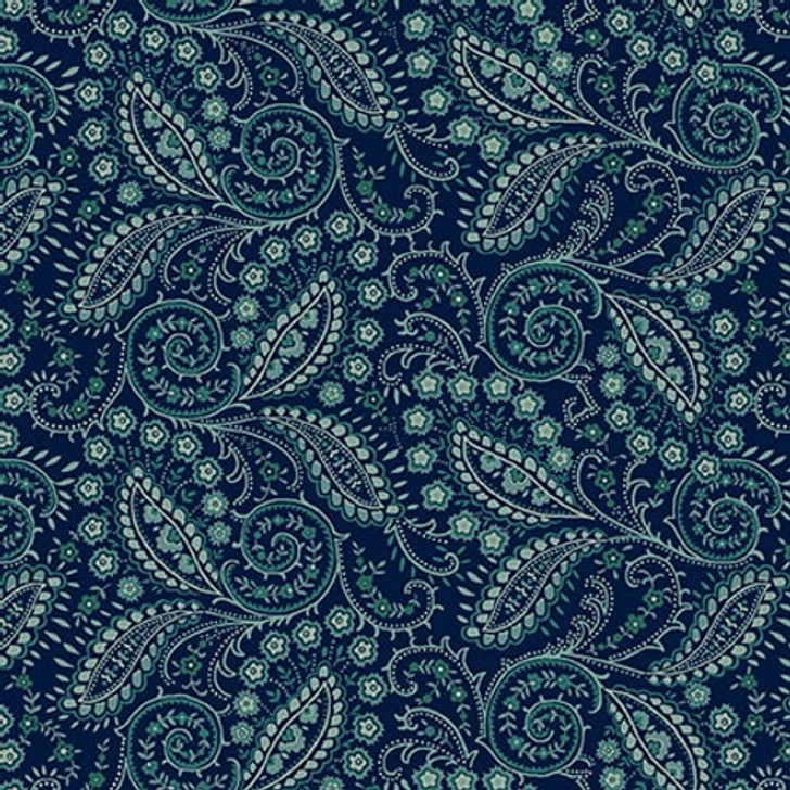 Henry Glass - Quiet Grace - Swirled Paisley, Navy