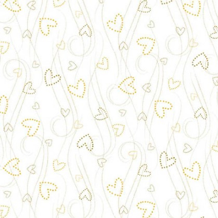 Quilting Treasures - Darling Duckies - Heart Scroll, White