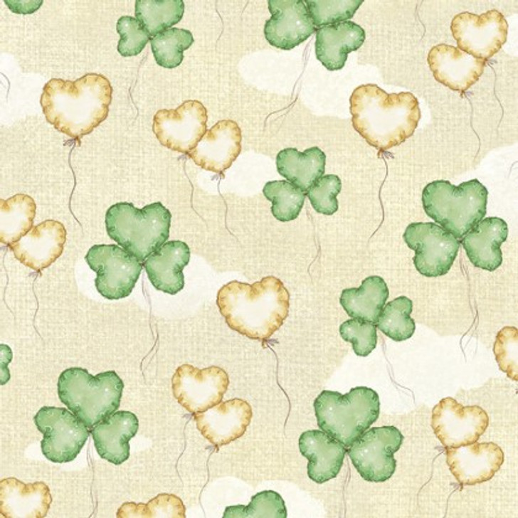 Quilting Treasures - St. Pat's & Cats  - Shamrock Balloons, Ecru