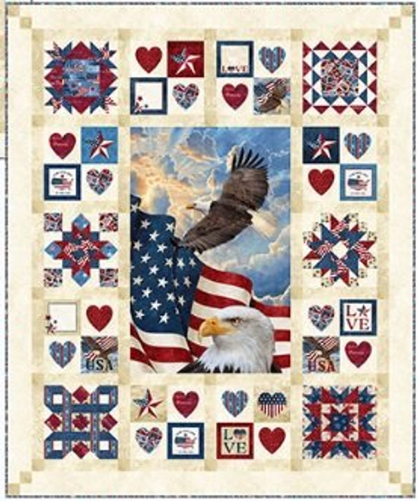 Digital Quilt Top - Stars & Stripes - Panel (Throw/Youth)