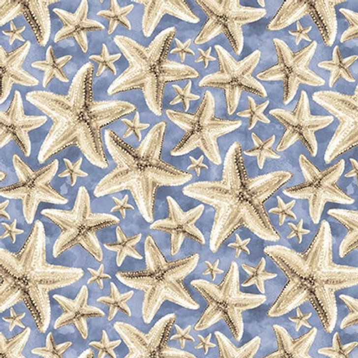 Blank Quilting - Ocean Oasis - Starfish, Med Blue