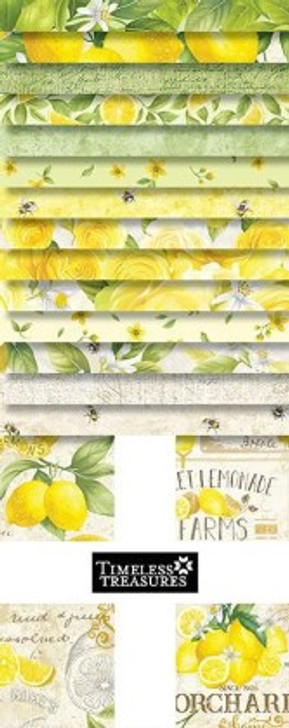 Timeless Treasures - Lemon Bouquet - 10" Squares