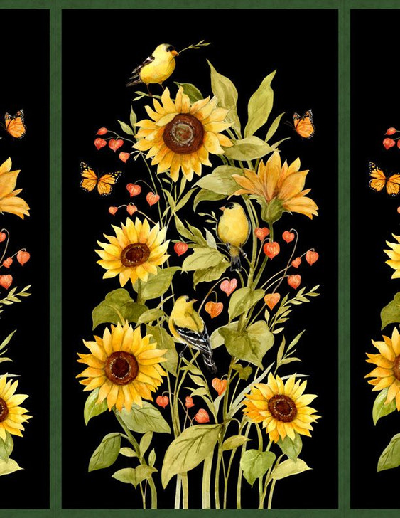 Wilmington Prints - Sunflower Splendor - 24" Sunflower Panel, Black