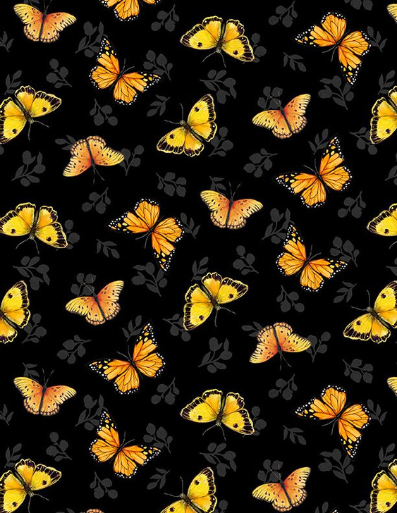 Wilmington Prints - Sunflower Splendor - Butterfly Toss, Black