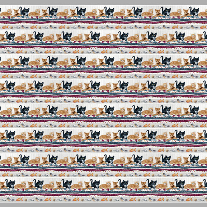 Henry Glass - Quilted Kitties - Border Stripe, Gray