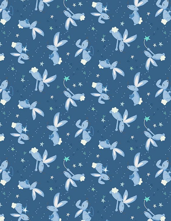 Wilmington Prints - Safari Lullaby - Bunny Toss, Blue