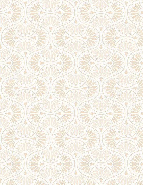 Wilmington Prints - Peach Whispers - Tiled Fans, Cream