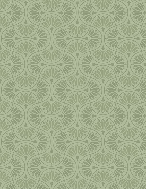Wilmington Prints - Peach Whispers - Tiled Fans, Green