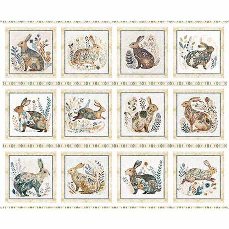 Quilting Treasures - Cotton Tails - Rabbit Pictures Patches, Cream