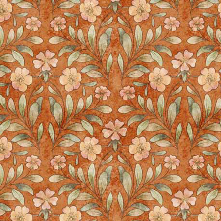 Quilting Treasures - Cotton Tails - Set Floral, Rust