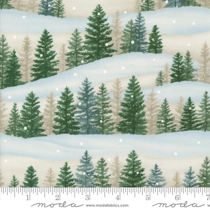 Moda - Woodland Winter - Tree Landscape, Snowy White