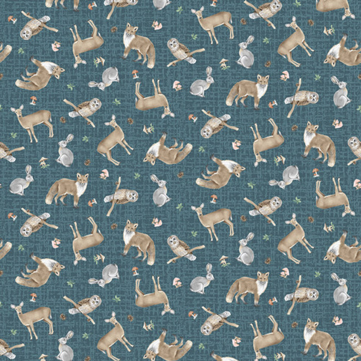 Blank Quilting - Jaded Forest - Tossed Critters, Teal