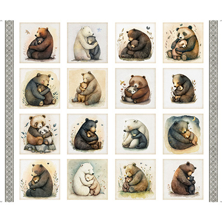 Quilting Treasures - Bear Hugs - 36" Pictures Patches Panel, White