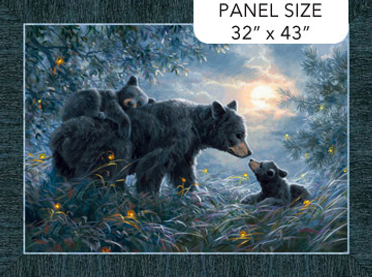 Northcott - Naturescapes: Moonlight Kisses - 32" Bear Panel, Dark Blue