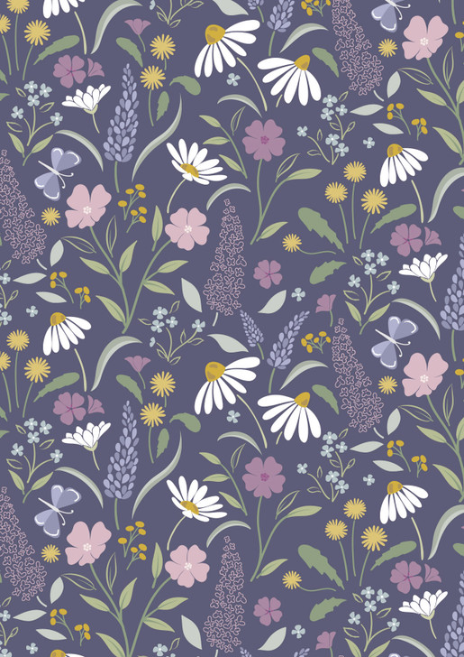 Lewis & Irene - Floral Song - Bloom, Navy Blue