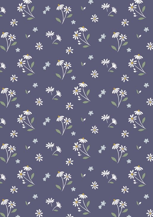 Lewis & Irene - Floral Song - Daisies Dancing, Navy Blue