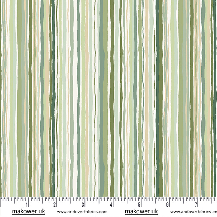 Makower - Foxwood - Ripple Stripe, Green