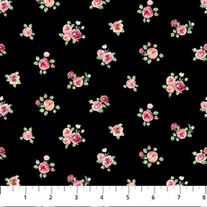 Northcott - Blush - Mini Floral Spot, Black