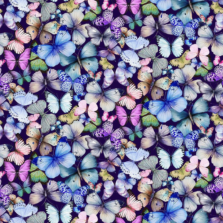 Timeless Treasures - Butterfly Dreams - Tossed Pretty Butterflies, Plum