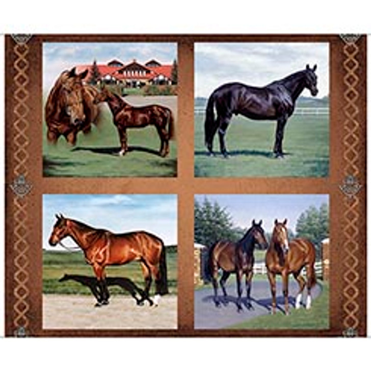 Quilting Treasures - Horse Country - 36" Picture Patches Panel, Brown