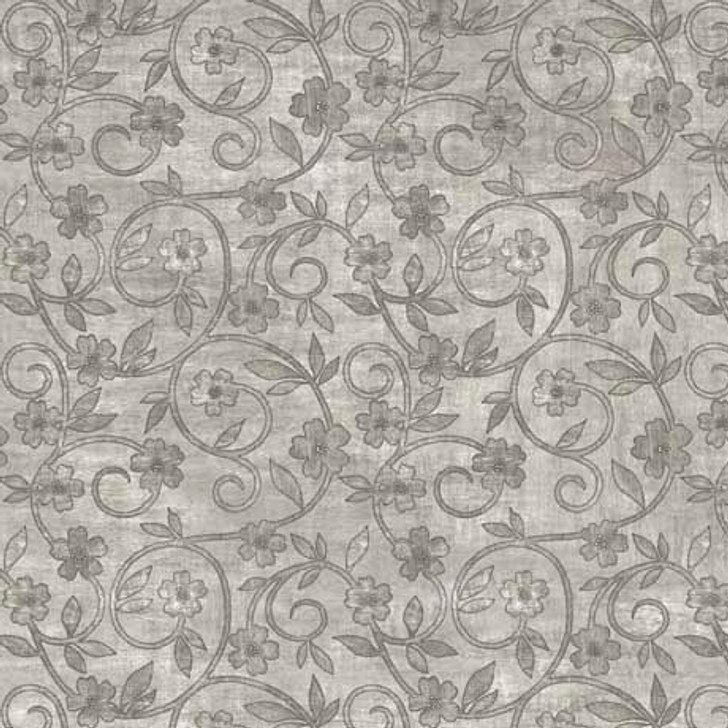 Quilting Treasures - Rejoice - Floral Scroll, Gray
