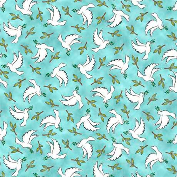 Quilting Treasures - Rejoice - Doves, Aqua