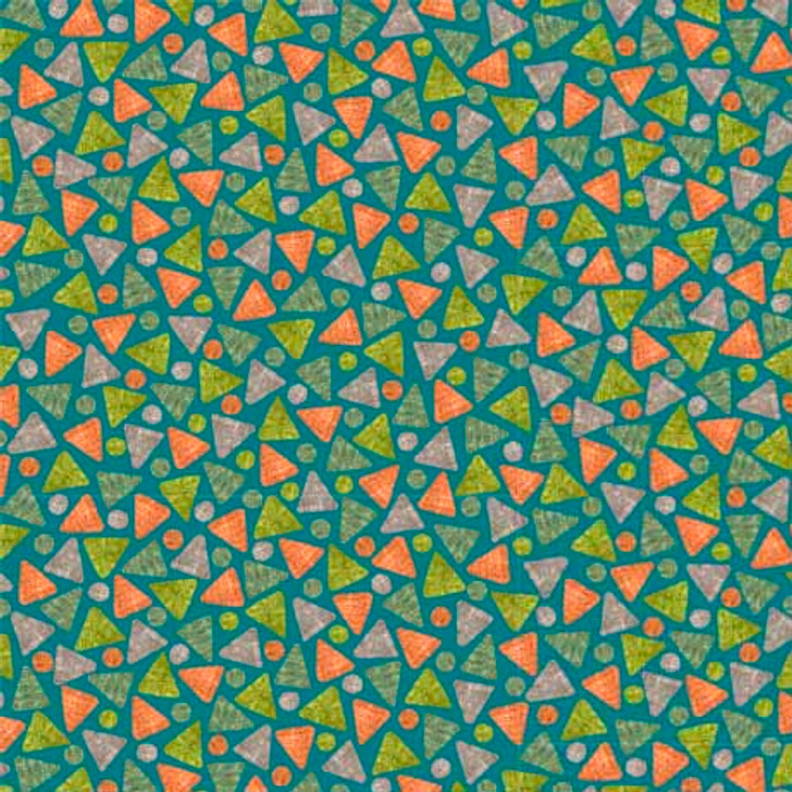 Quilting Treasures - Rejoice - Triangle Geo, Teal