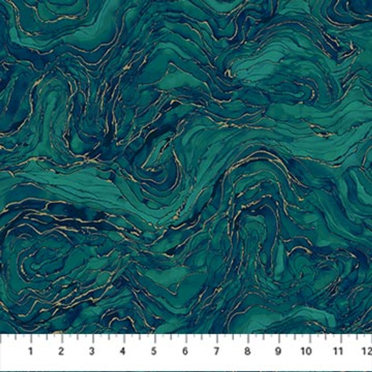 Northcott - Midas Touch - Abstract Swirls, Teal