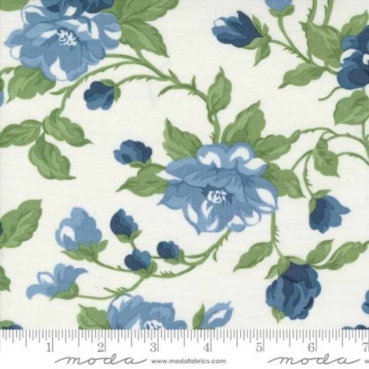 Moda - 108" Shoreline - Large Blue Floral, Cream