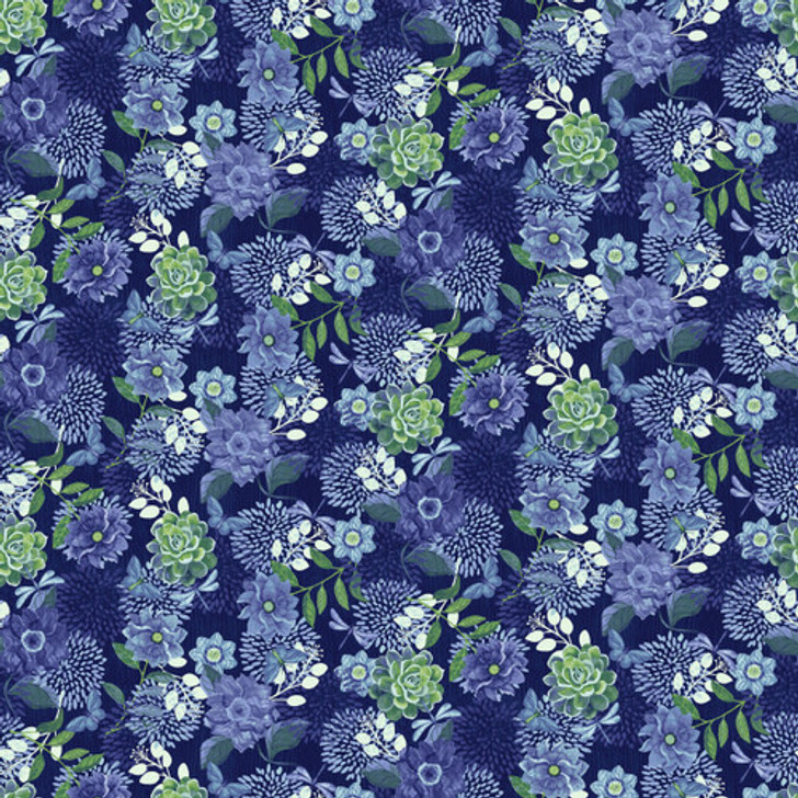 Studio E - Bella Blue Birds - Large Floral, Indigo