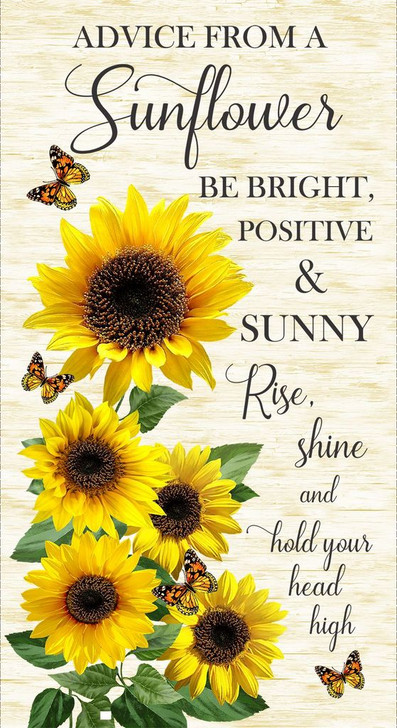 Timeless Treasures - Advice From A Sunflower - 24" Sunflower Panel, Cream