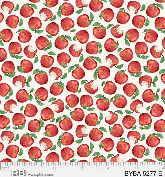 P & B Textiles - Barnyard Babies - Red Apples, Ecru