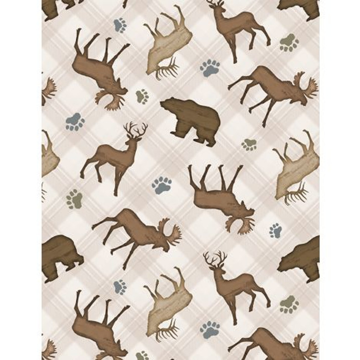 Wilmington Prints - Wildlife Trail - Animal Toss, Cream