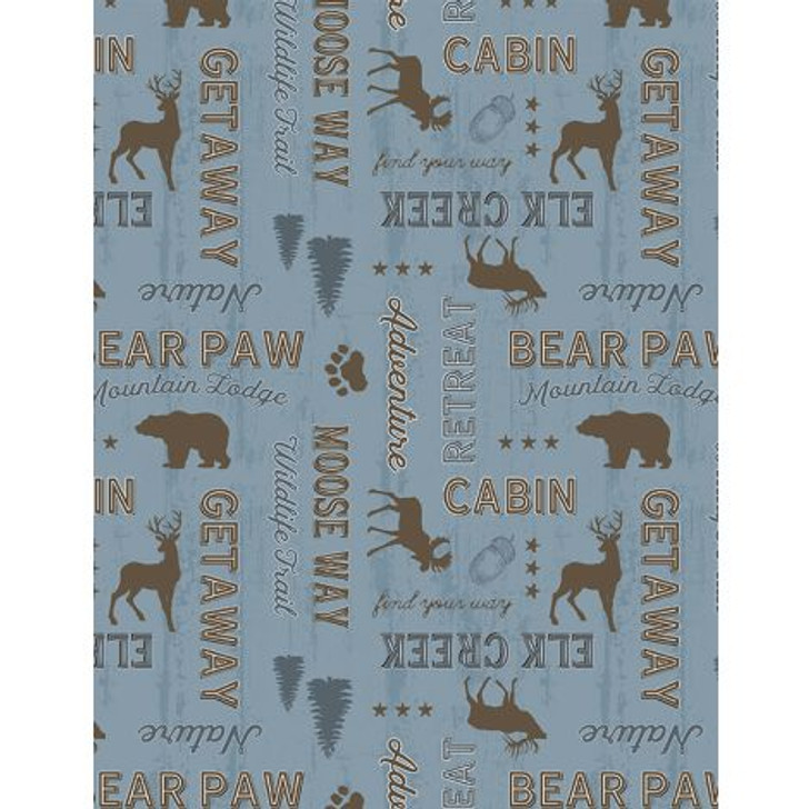 Wilmington Prints - Wildlife Trail - Words All Over, Blue