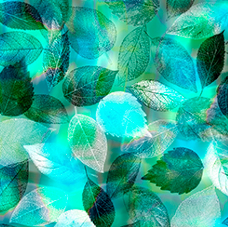 Quilting Treasures - Tree Dance - Leaves, Turquoise