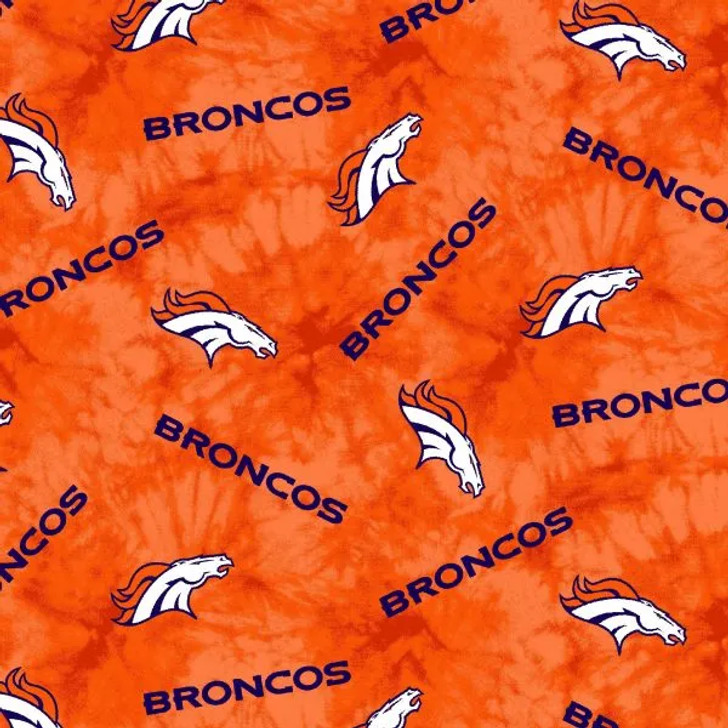 Fabric Traditions - NFL Flannel - 43" Denver  Broncos, Tie Dye Orange