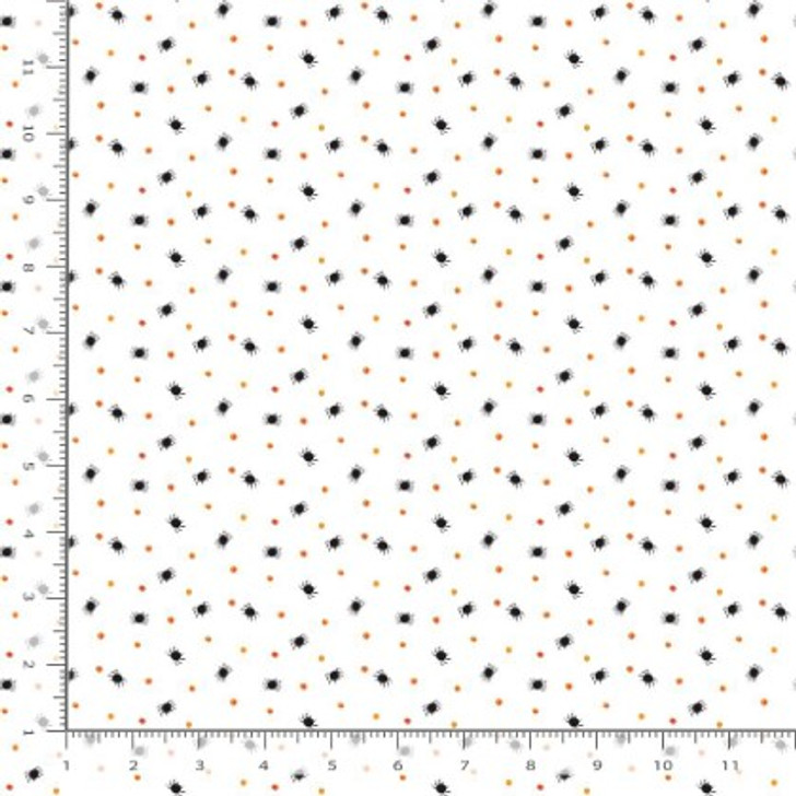 Timeless Treasures - Haunted House - Tiny Spiders & Dots, White