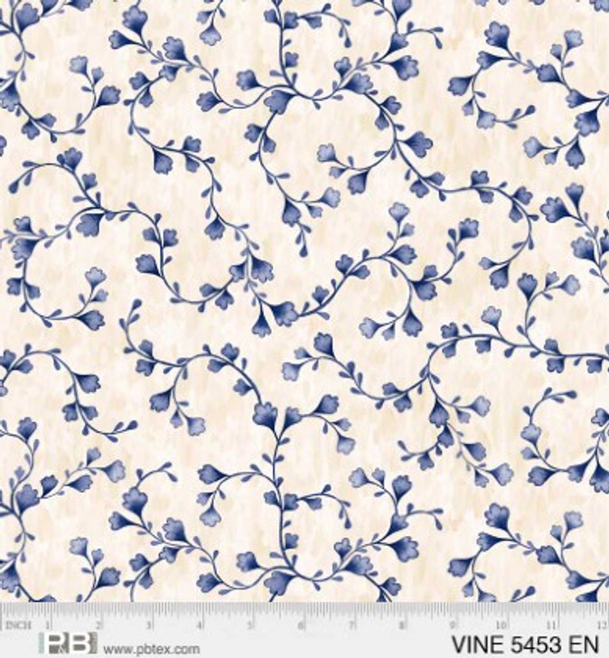 P & B Textiles - 108" Vineyard - Navy Vines, Ecru