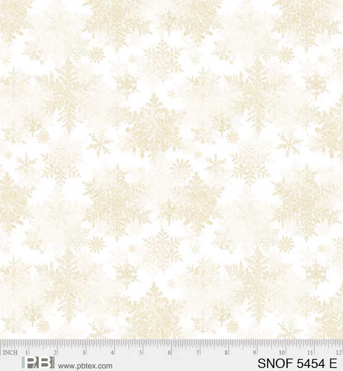 P & B Textiles - Snowfall - Large Snowflakes, Ecru/White