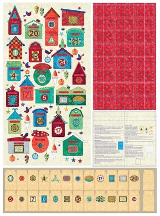 Hoffman California - Christmas Post - 40 ¼" x 56 ½" Advent Calendar, Red