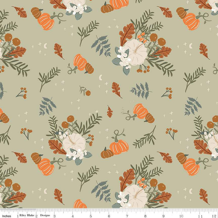 Riley Blake - Pumpkin Spice - Main Print, Sage