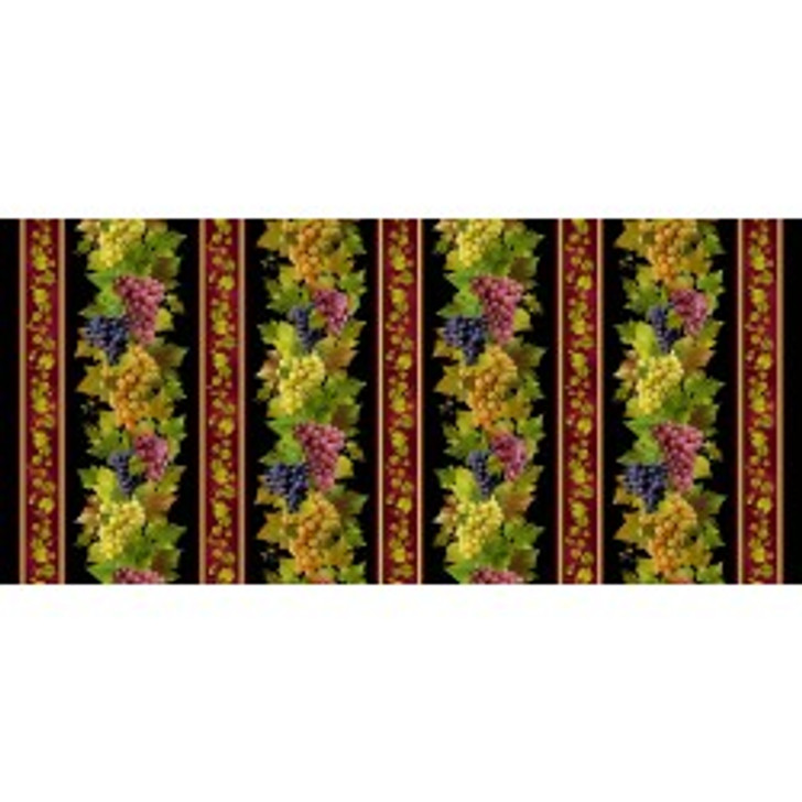 Michael Miller - Viva Vino - Grape Vine Stripe, Black