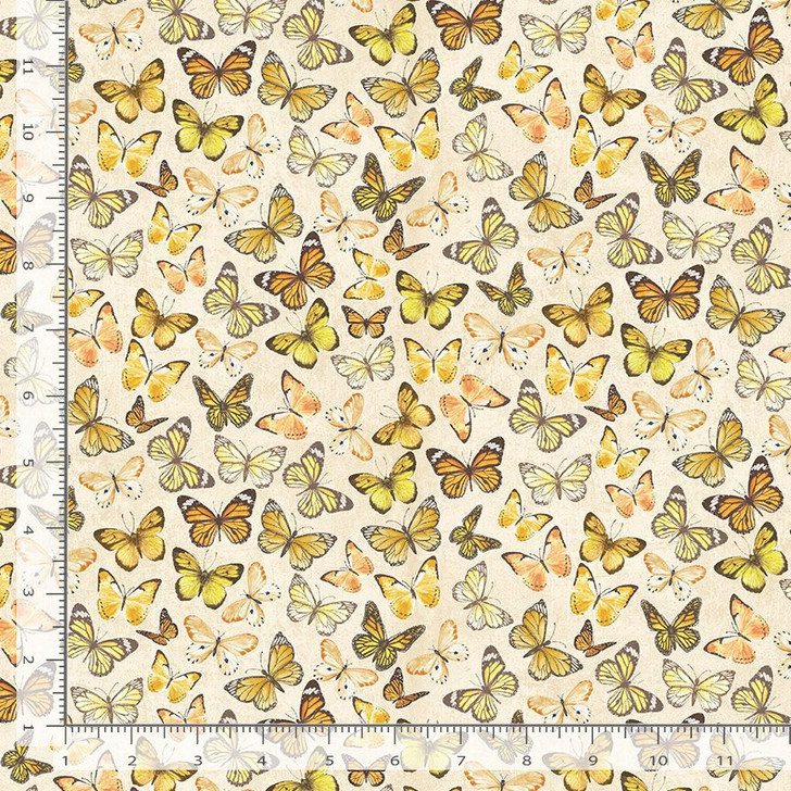 Timeless Treasures - Sunflower Farm - Tossed Butterflies, Cream