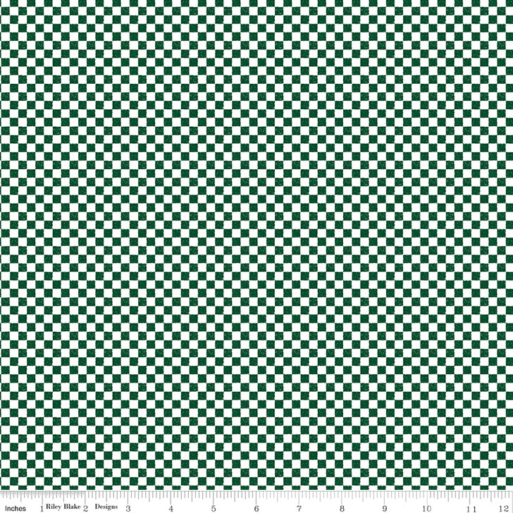 Riley Blake - Check Please! - 1/4" Check, Christmas Green