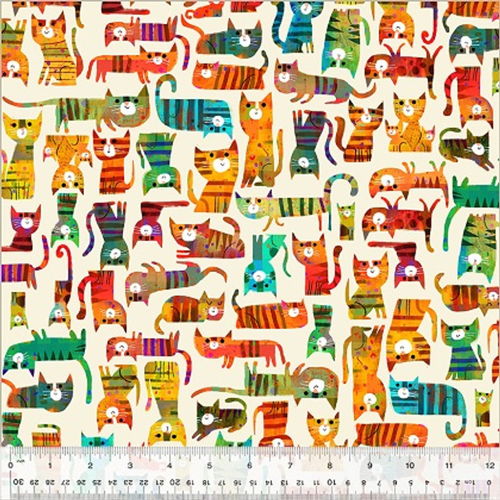 Windham Fabrics - Fur-ever Friends - Cat House, Ivory