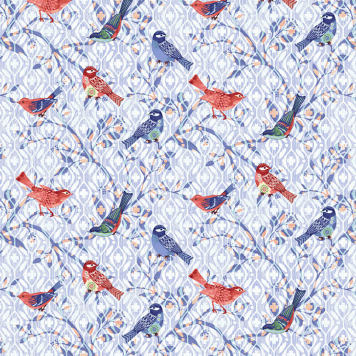 Studio E - Bella Blue Birds - Birds on Branches, Blue