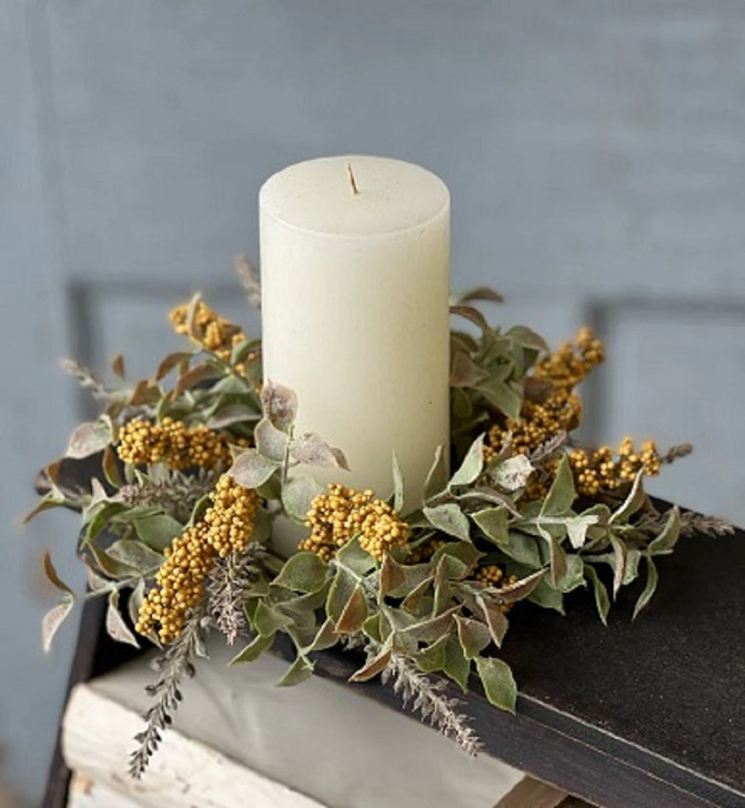 Candle Ring - Autumn Herbs 10", Mustard