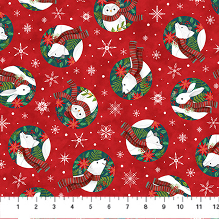 Northcott - Woodland Wishes - Small Circles, Red
