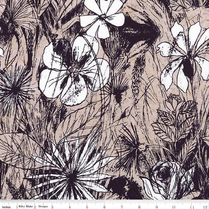 Riley Blake - Expressions Batks: Floral Reflections - Coffee, Cream