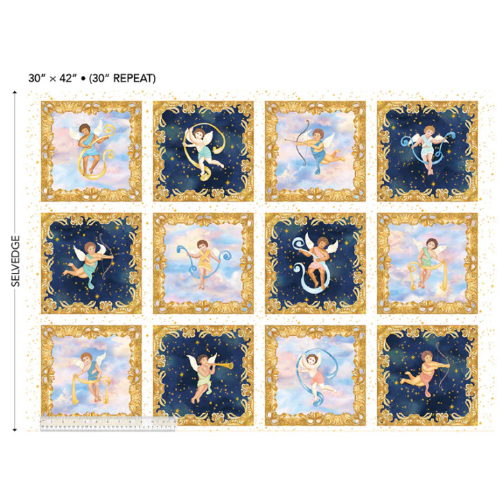 Windham Fabrics - Celestine - 30" Celestial Portraits Panel, Cloud/Gold